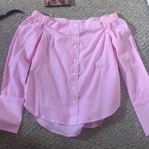 Cute off the shoulder button up top
